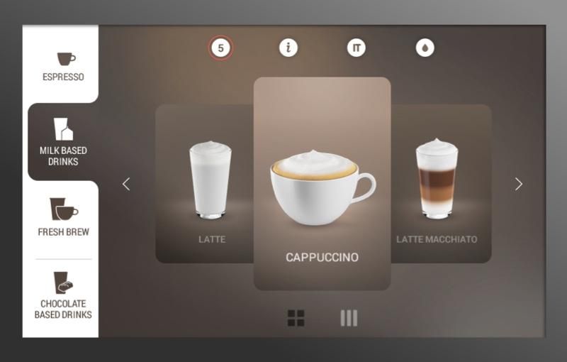 a computer screen shows different types of coffee drinks .
