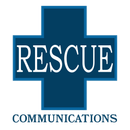 A blue cross with the word rescue on it