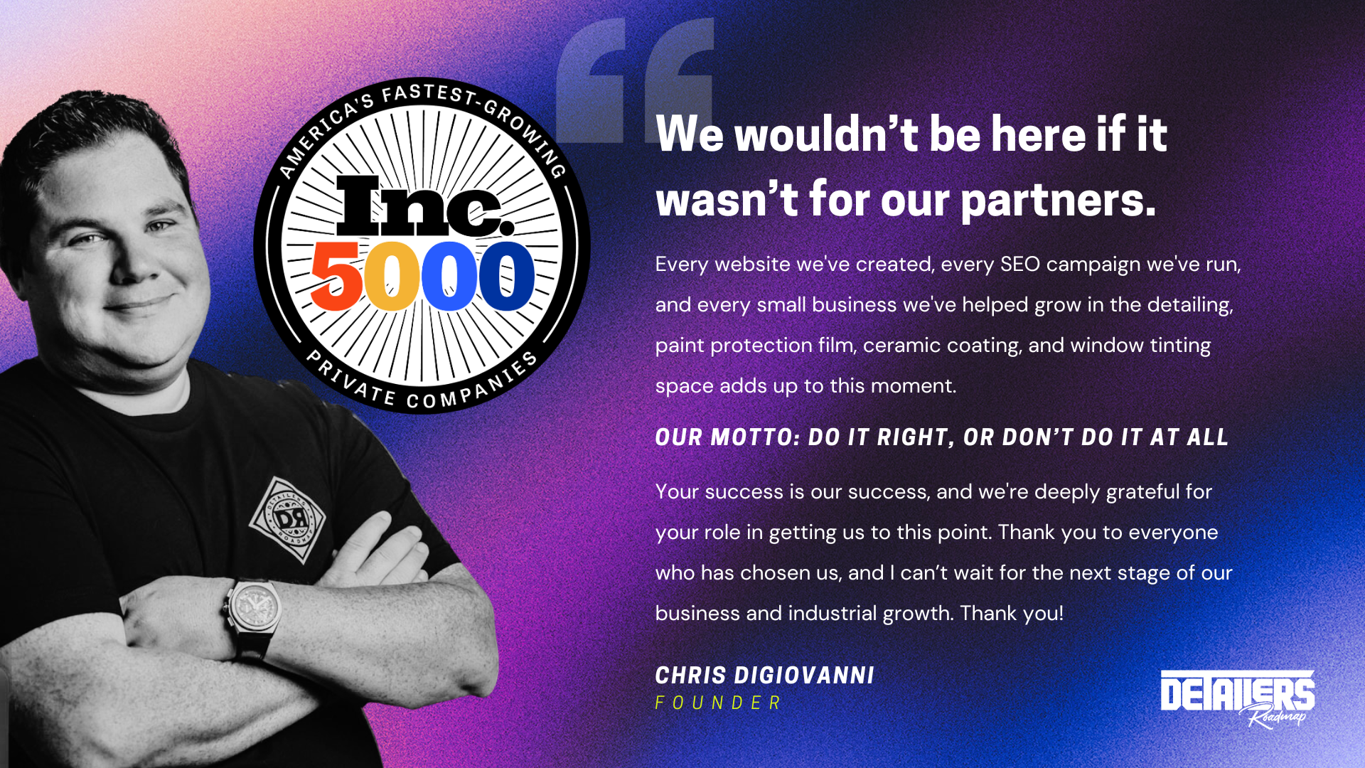 Inc 5000 Announcement from Chris DiGiovanni