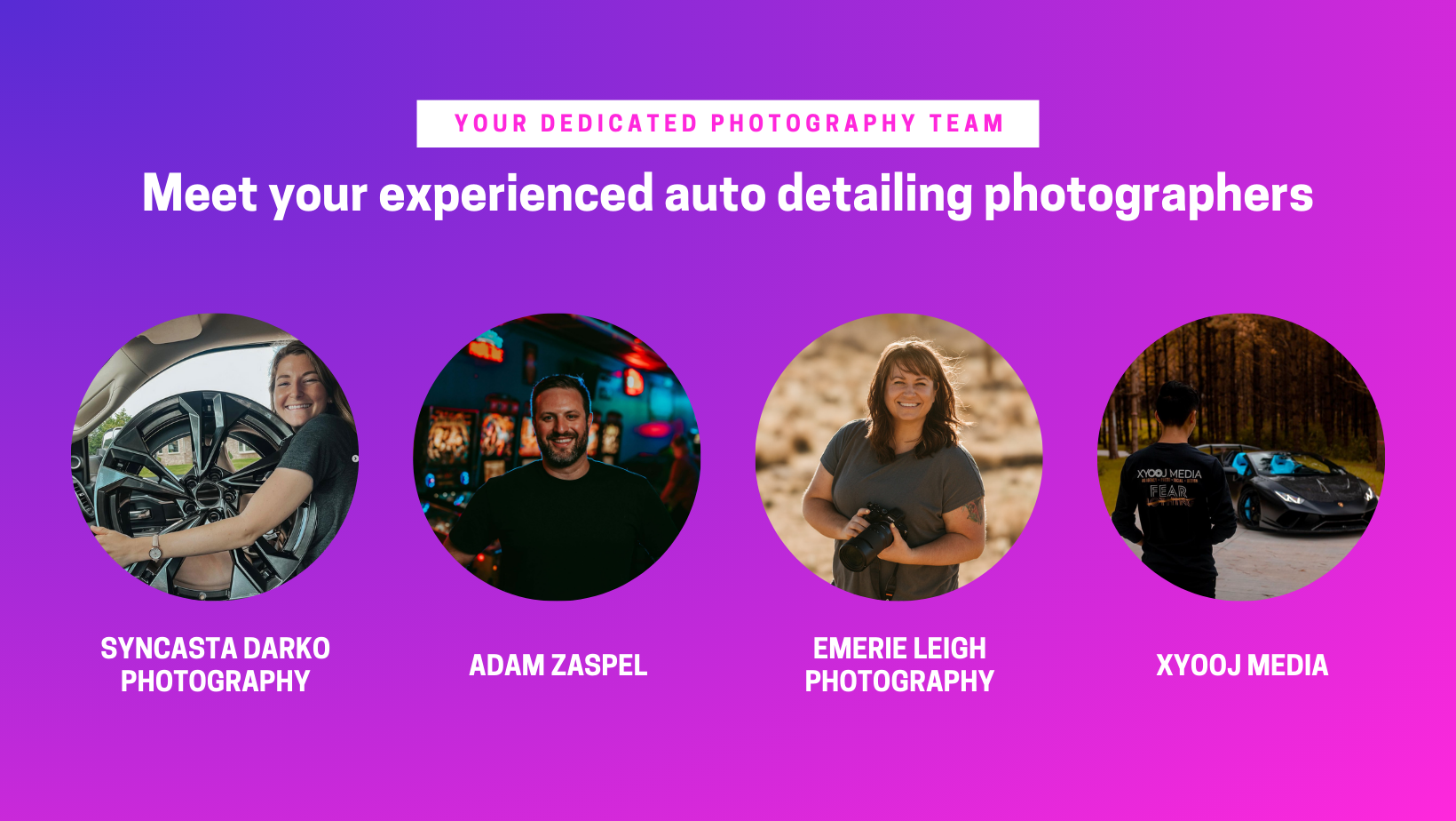 Detailers Roadmap Professional Photography Team