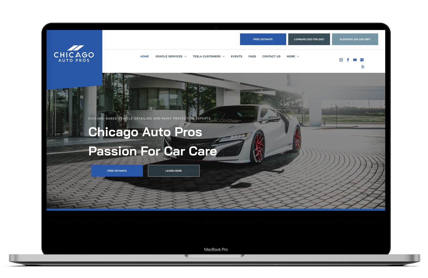 a laptop computer is open to a website for chicago auto pros .