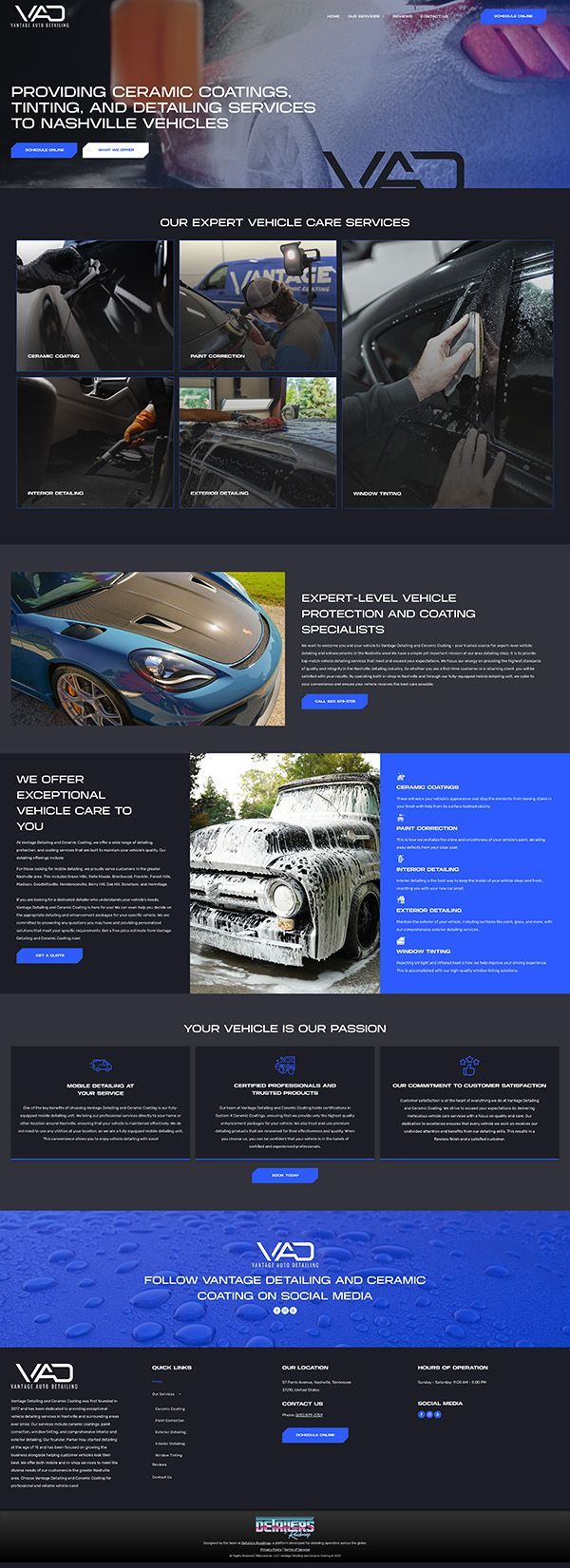 A landing page for a car dealership with a lot of cars on it.