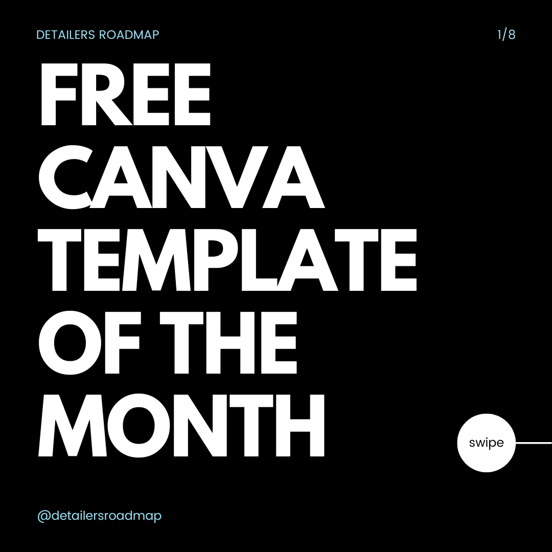 A black background with white text that says `` free canva template of the month ''.