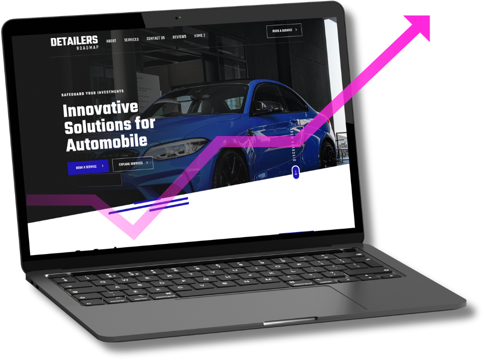 A laptop is open to a website that says innovative solutions for automobile