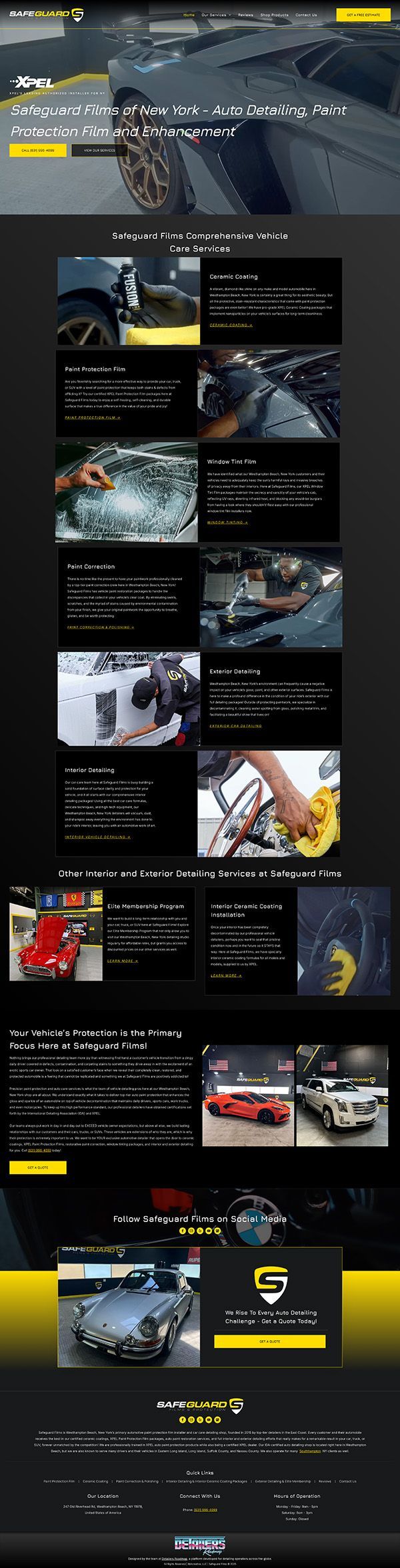 A landing page for a car dealership with a lot of cars on it.