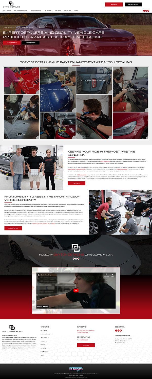 A landing page for a car dealership with a lot of cars on it.