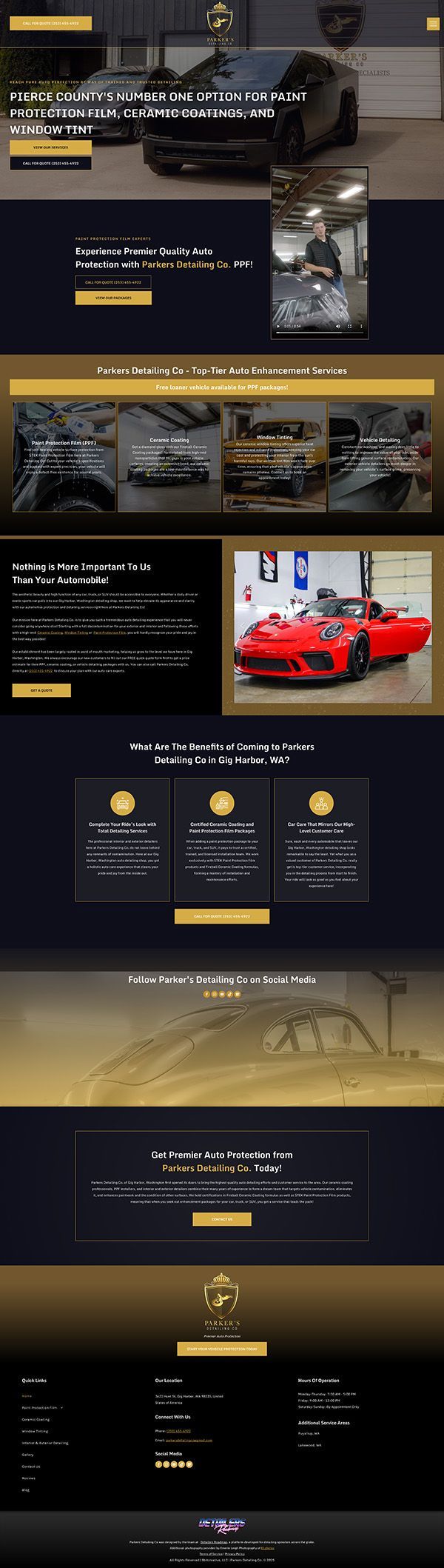 A landing page for a car dealership with a lot of cars on it.