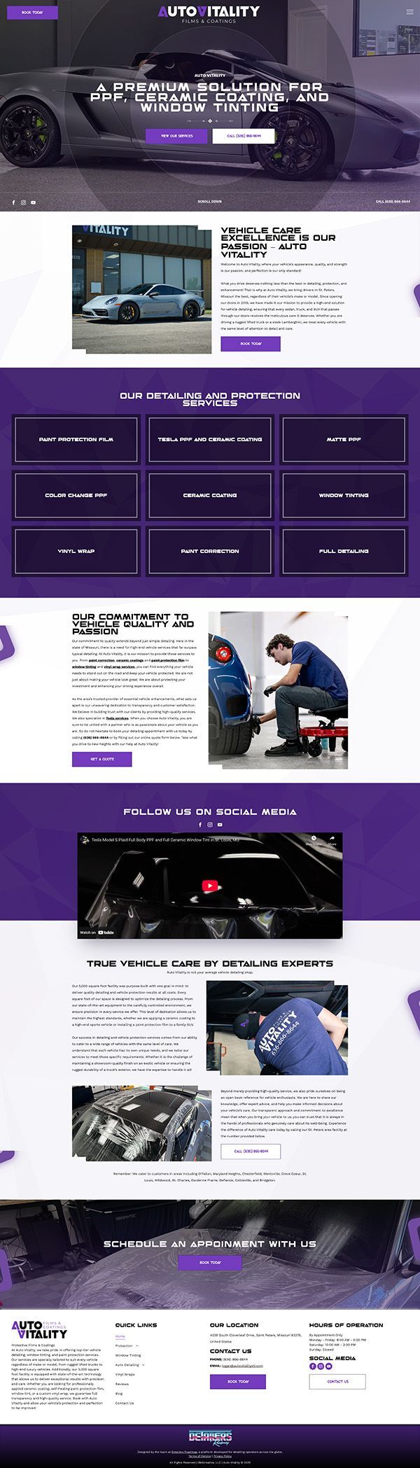A landing page for a car dealership with a lot of cars on it.