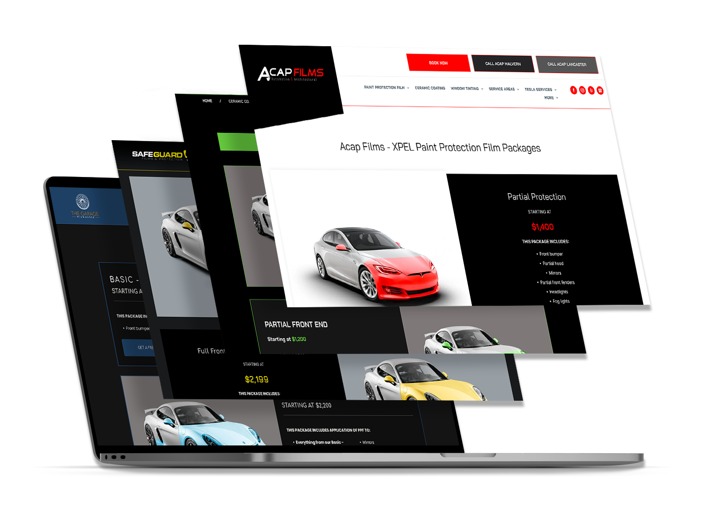 A laptop computer is displaying a website for a car dealership.