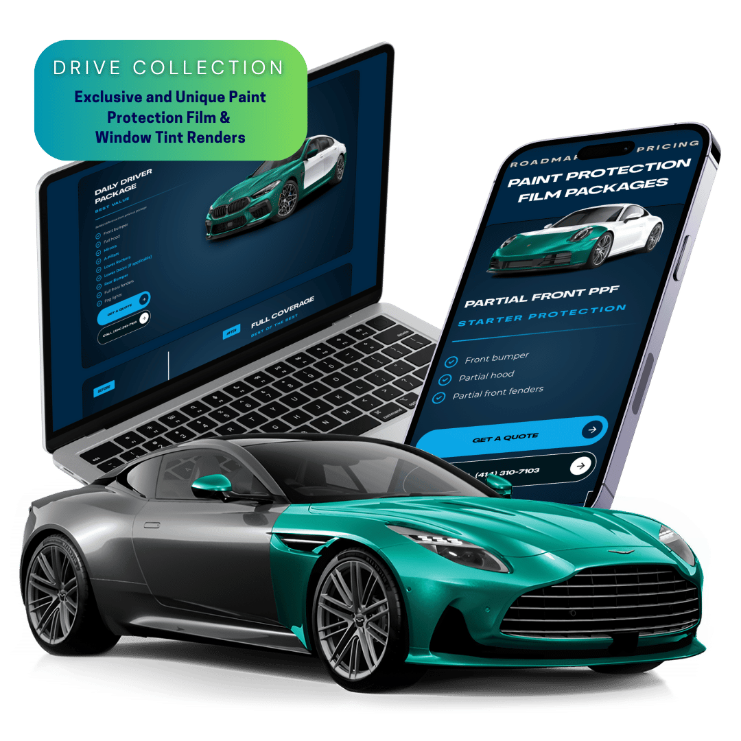 A green car is sitting next to a laptop and a cell phone