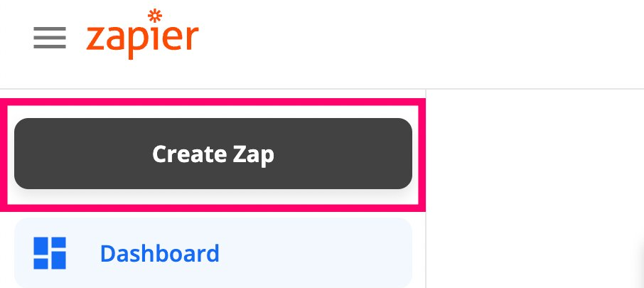 A screen shot of a website that says create zap