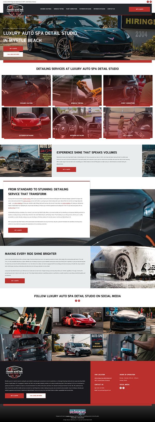 A landing page for a car dealership with a lot of cars on it.
