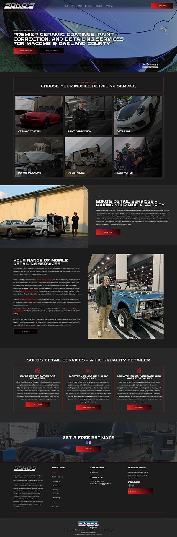 A landing page for a car dealership with a lot of cars on it.