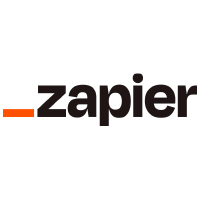 The zapier logo is black and orange on a white background.