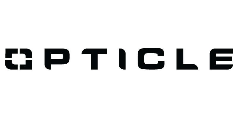 A black and white logo for opticle on a white background.