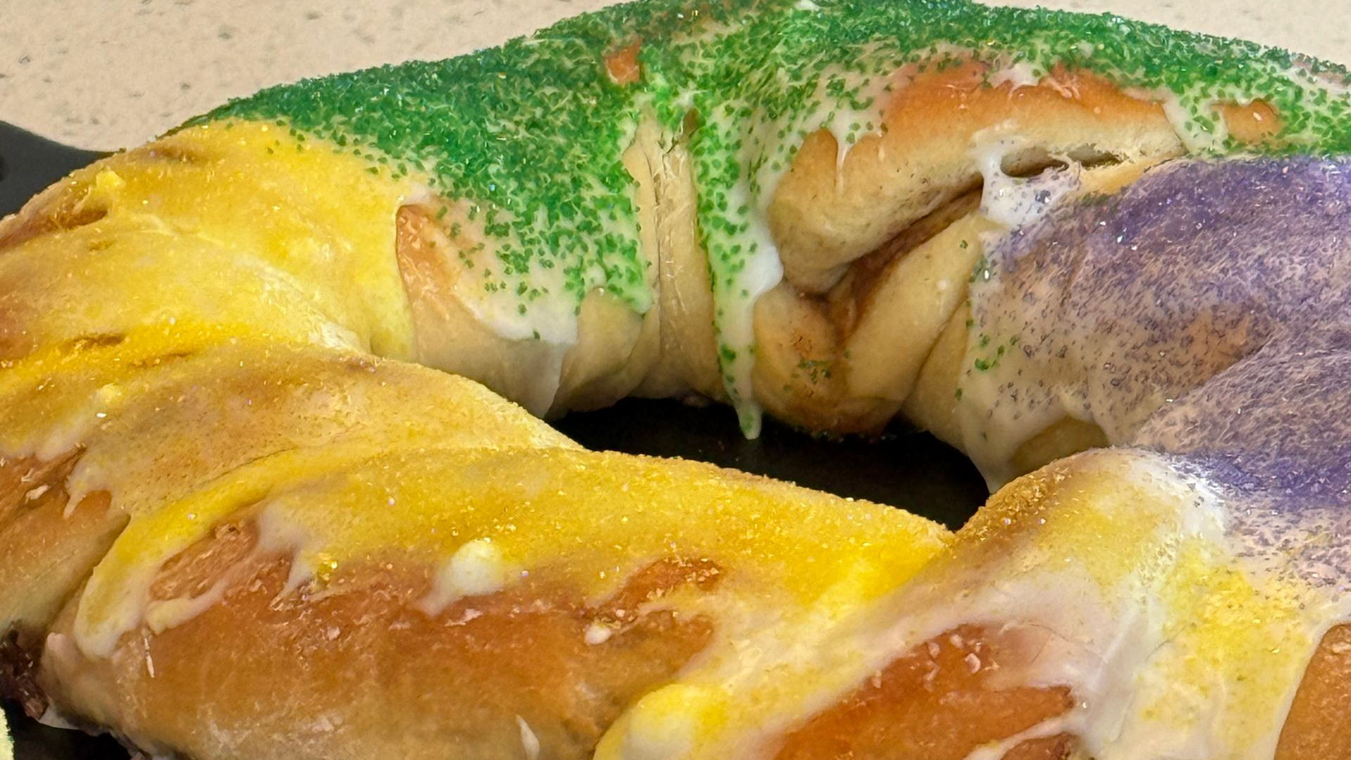 king cake on a cutting board