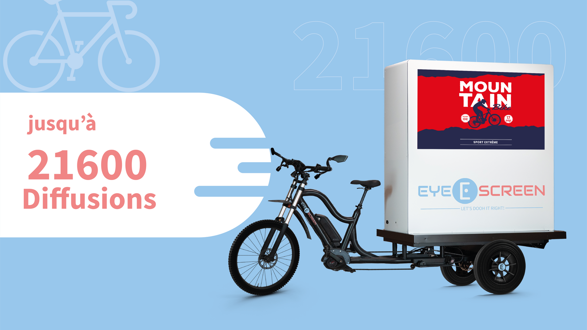 Nouveau media LED : AdVenturer by EYE SCREEN vélo publicitaire triporteur équipé de 3 écrans vidéo HD pour campagne de street marketing