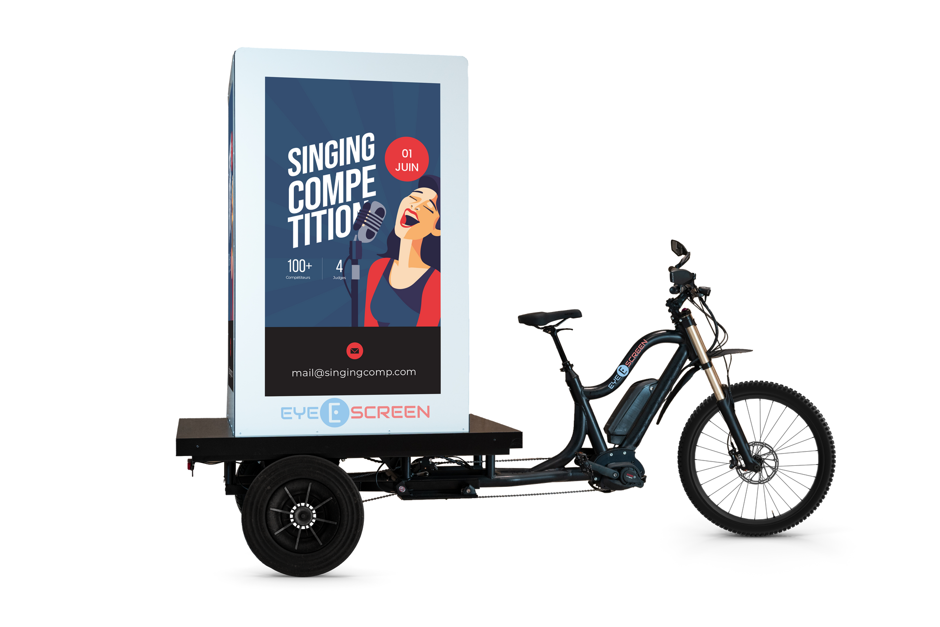 Vélo publicitaire de street marketing eye-screen