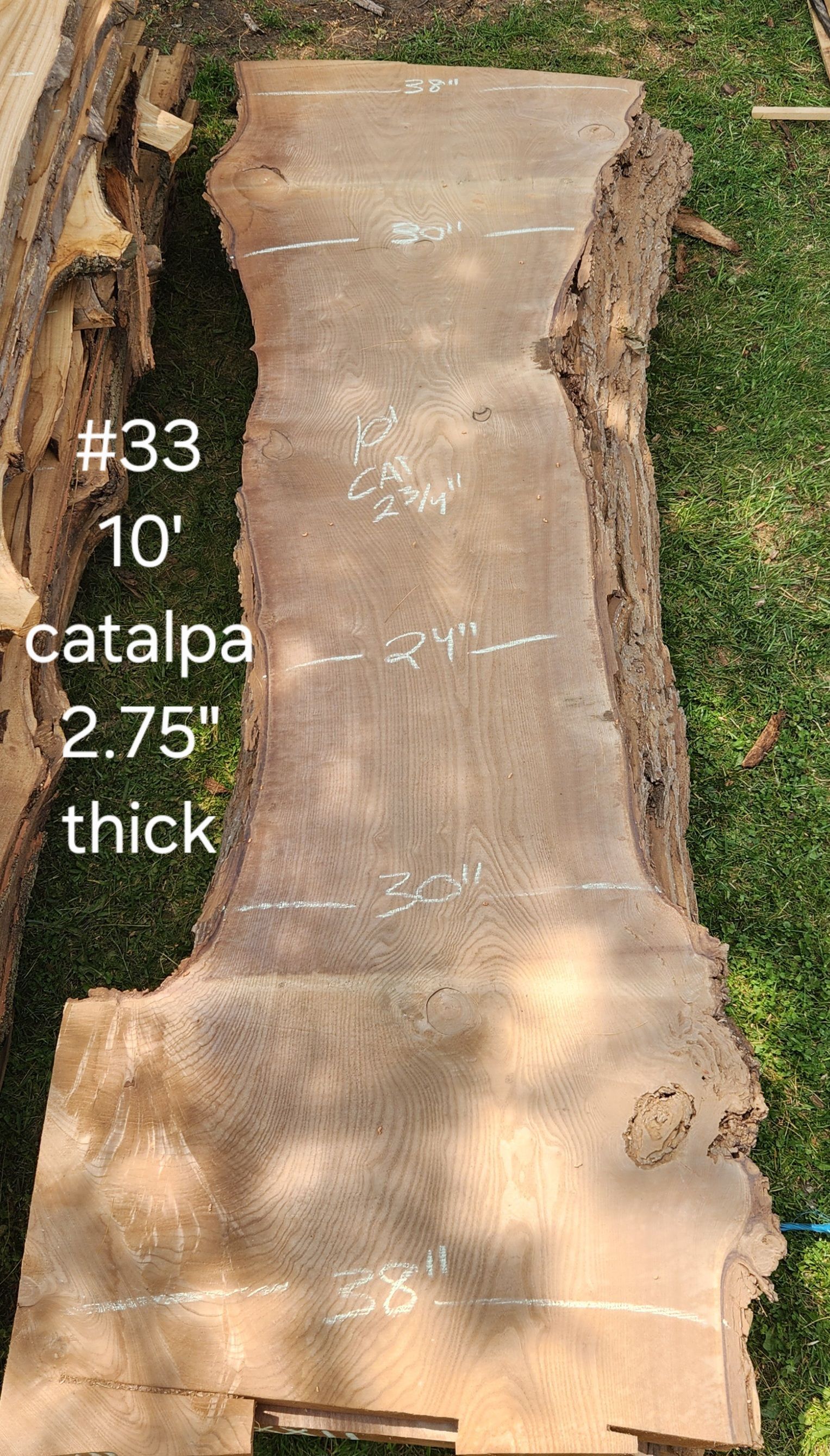 A piece of wood is sitting on top of a grass covered field.