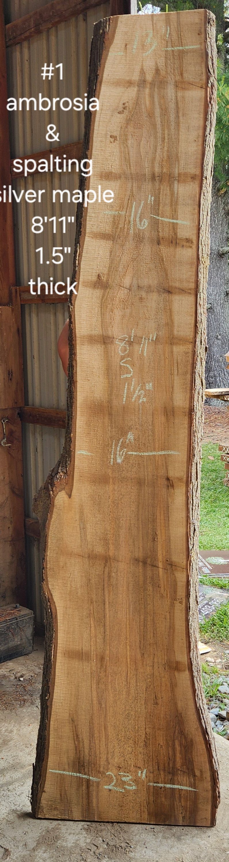 A large piece of wood is sitting on the ground in front of a building.