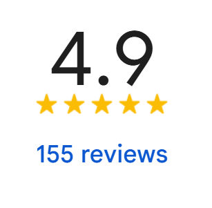 A google review with 4.9 stars and 155 reviews