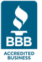 A blue and white logo for bbb accredited business A blue and white logo for bbb accredited business