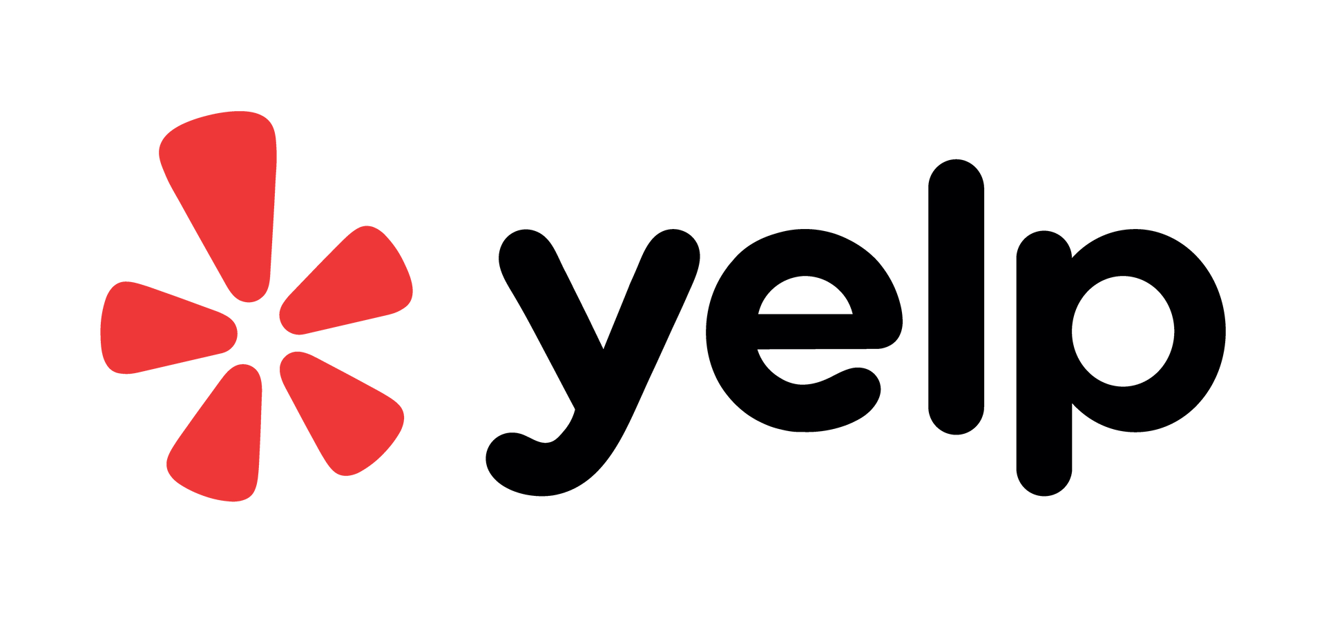 A yelp logo with a red star on a white background.