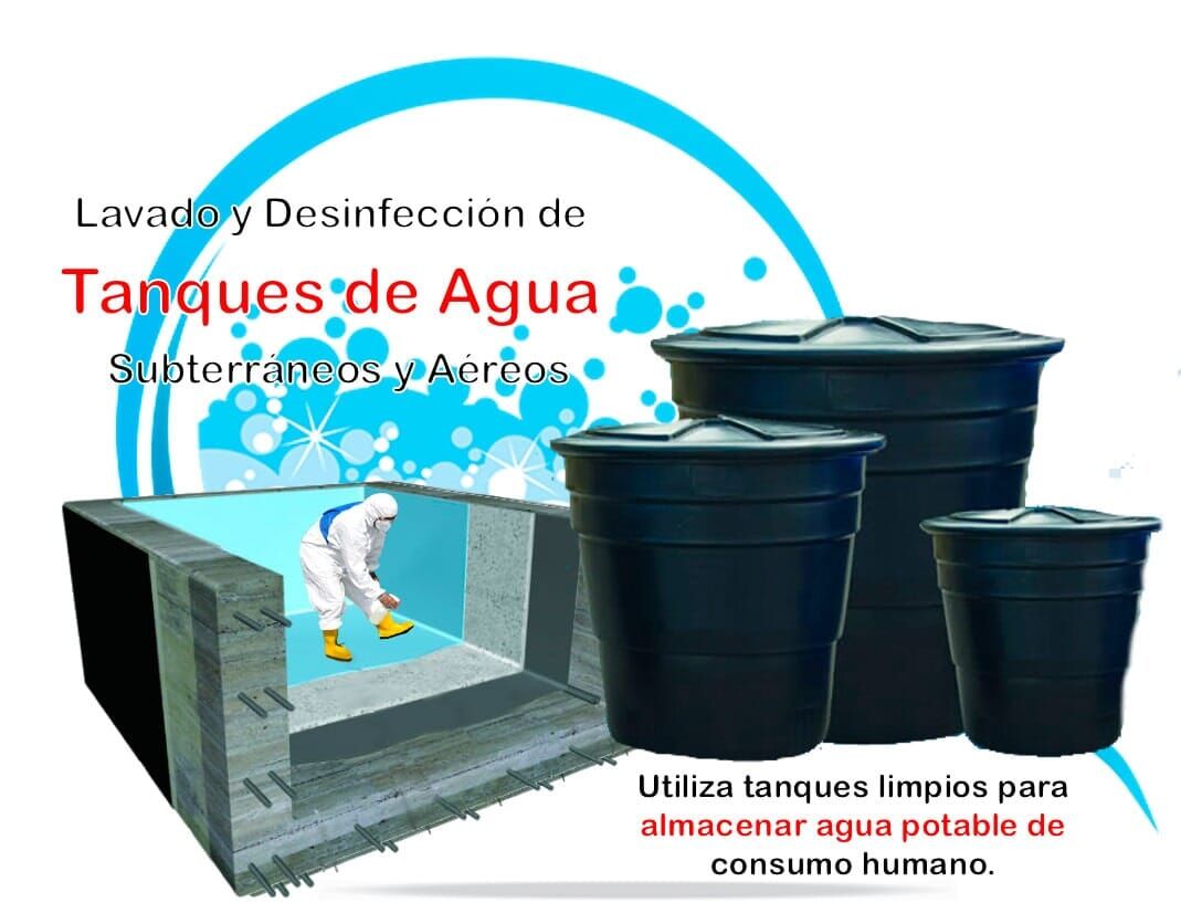 Fumigaciones Suricato hombre limpiando tanque de agua