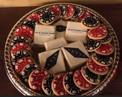 A tray of cookies decorated to look like poker chips