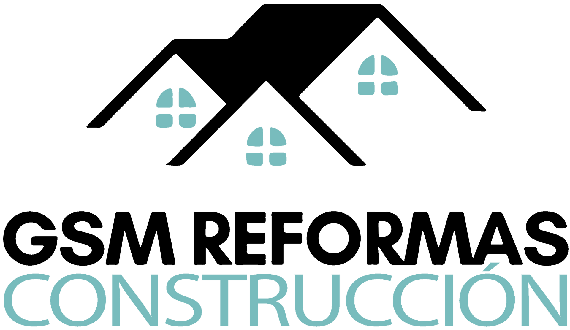 El logotipo de gsm reformas construccion muestra una casa con techo.
