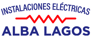 A blue and red logo for instalaciones electricas alba lagos