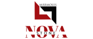 Un logotipo rojo y negro para Nova Stone.