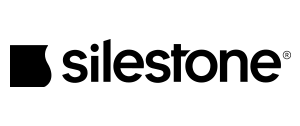 Un logotipo en blanco y negro para silestone sobre un fondo blanco.