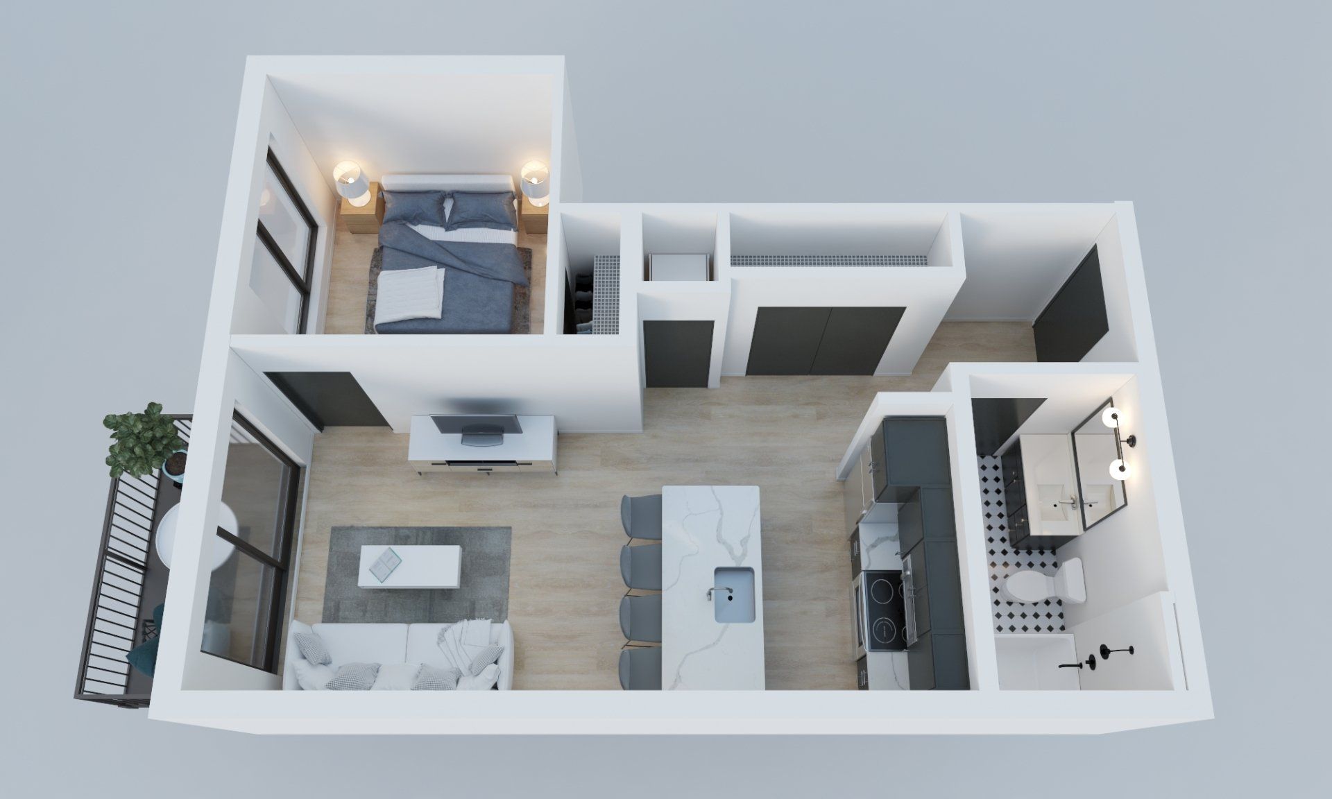 Steger 1 bedroom floor plan