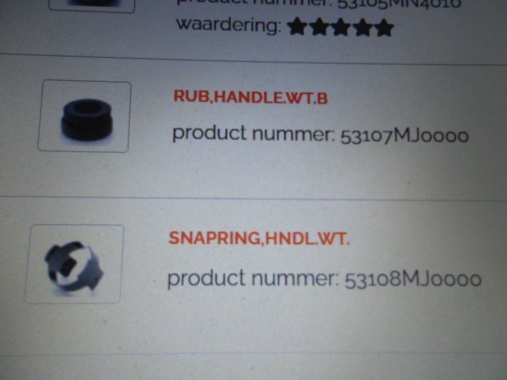 Rubber + clip montage stuurgewicht cb400f /cb1		oem 	53107-mj0-000	53108-mj0-000