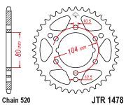 Achterkettingwiel / achtertandwiel	jtr478-38 / jtr1478-38