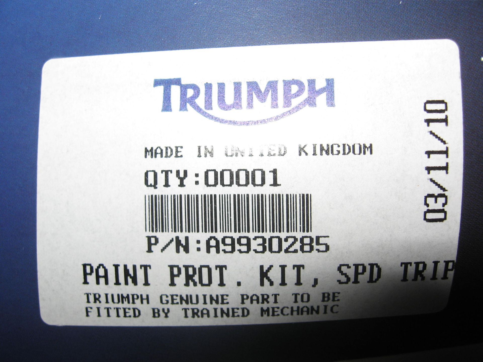 paint protectionkit // speed triple 1050 1994 -2013 , triple R 2011-2013 voor modellen met mat zwart gespoten tank infills A9930285