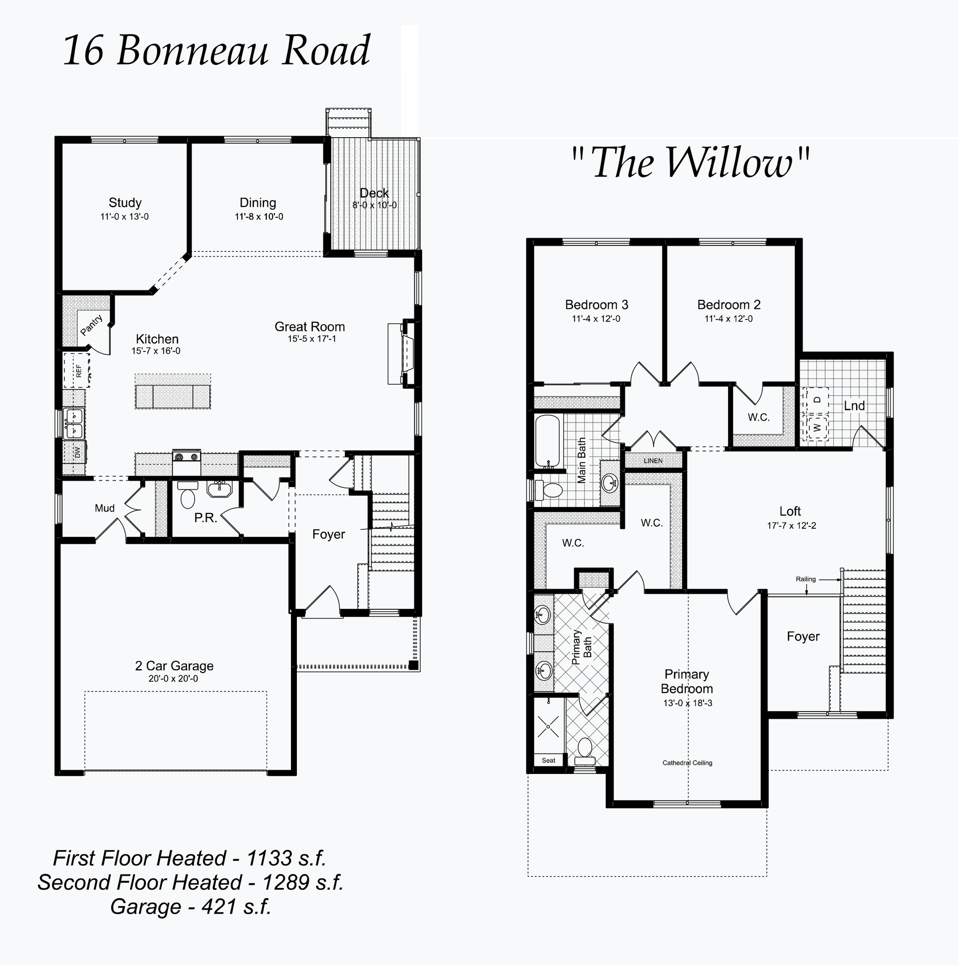 Willow 3BR, 2.5BA Primary Up Floor Plan- 1st floor