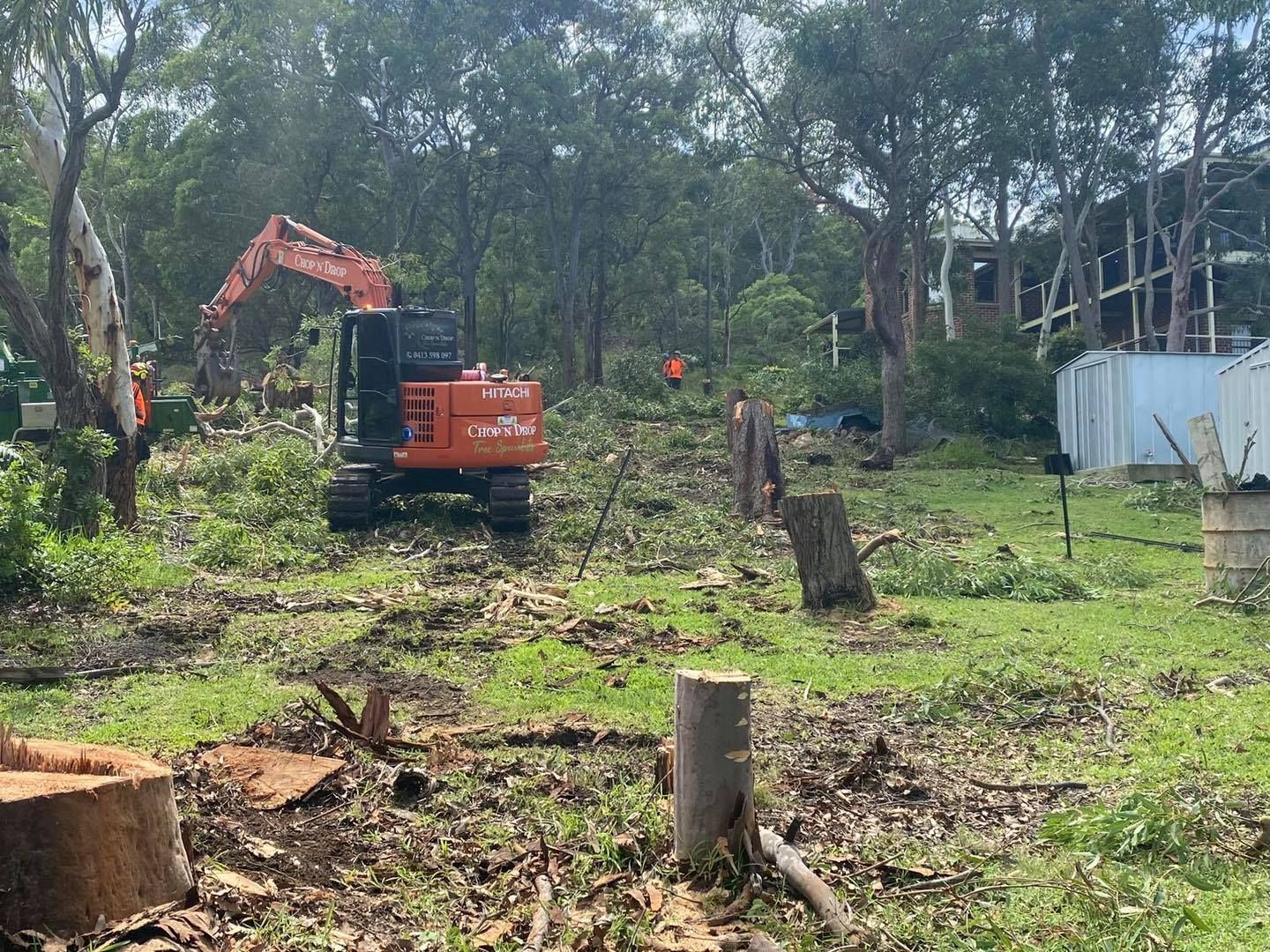 An Excavator Clearing Land — Chop n Drop Tree Specialists in Eleebana, NSW