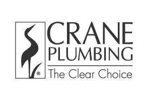 Crane Plumbing logo with a crane bird silhouette in a square, next to the company name and tagline.