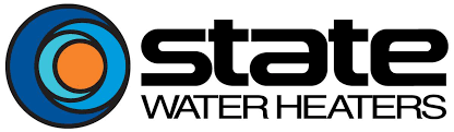 Logo for State Water Heaters: a blue and orange circular design with