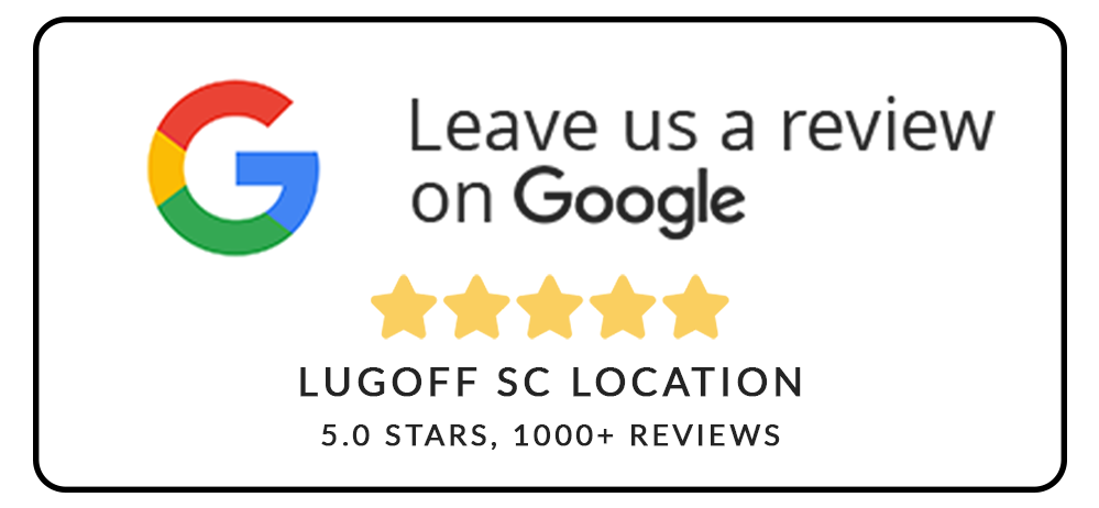 Google review request, five gold stars, text reads 