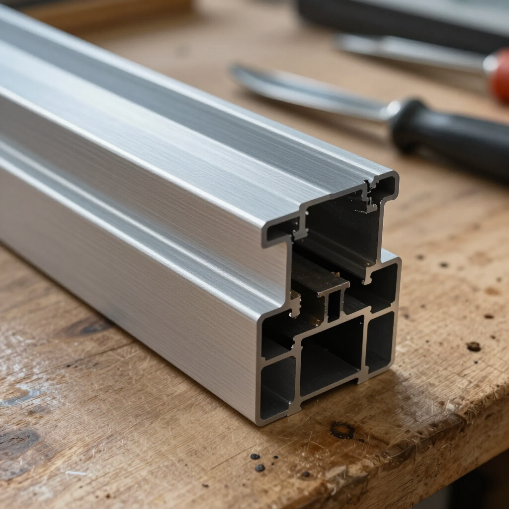 Detalle de perfil de aluminio con terminación premium