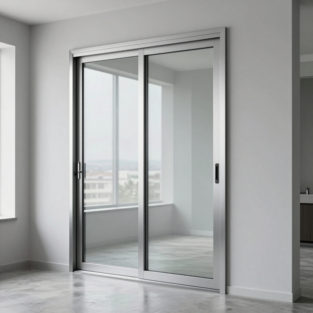 Puerta corrediza de aluminio con gran paño vidriado