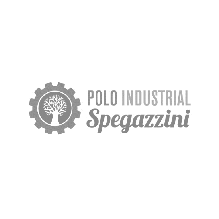 Logotipo de Polo Industrial Spegazzini que presenta un icono de engranaje con un árbol estilizado, con el texto a la derecha.