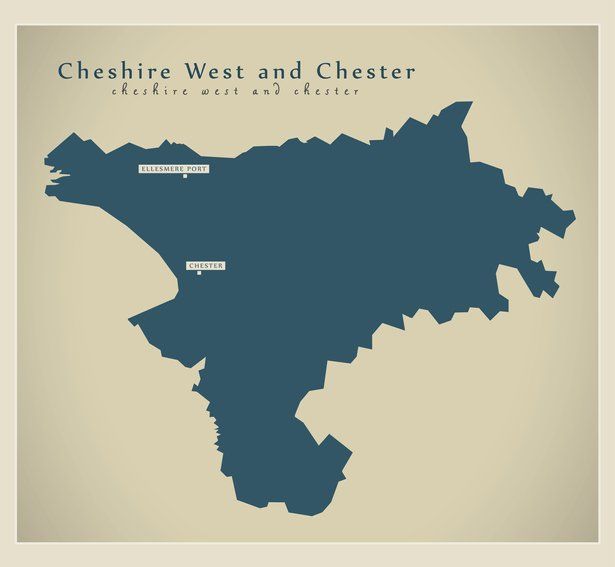 Rendering of the outline of Cheshire West and Chester