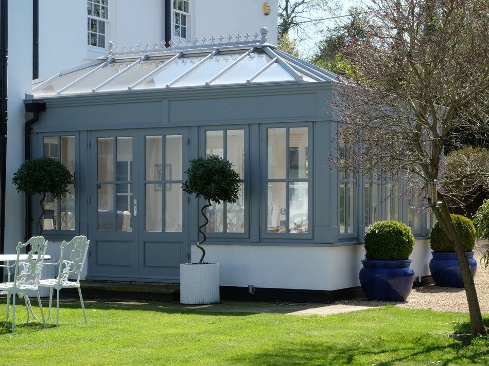Gray Coloured Orangery Home Addition Installed by Holt Orangeries