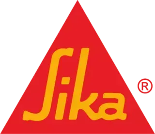 Un logo sika rouge et jaune sur fond blanc