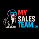 Logo featuring a dog wearing blue sunglasses next to the text "MY SALES TEAM.COM" in red, white, and blue.
