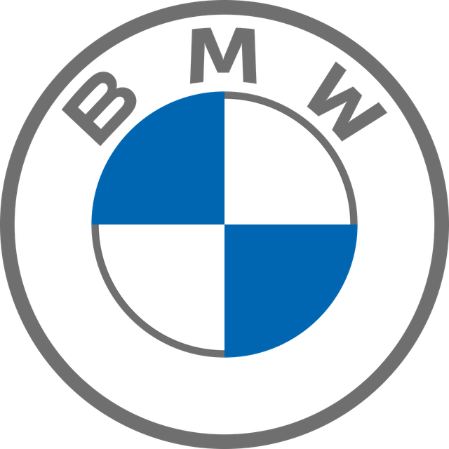 A blue and white bmw logo on a white background